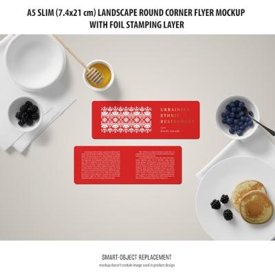 A5 slim landscape flyer mockup for free download