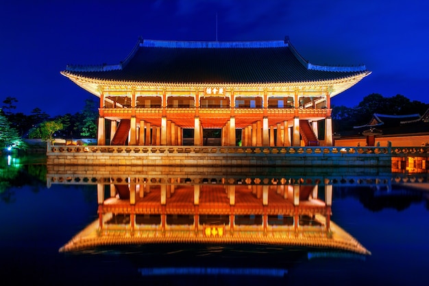 Gyeongbokgung Palace at Night in Seoul, Korea