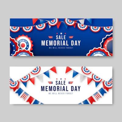 Gradient memorial day sale horizontal banners pack