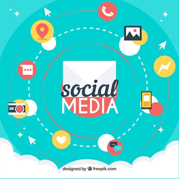 Social Media Elements Background in Flat Style