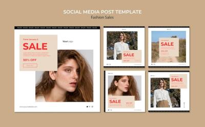 Fashion Sale Social Media Post Template for Free Download