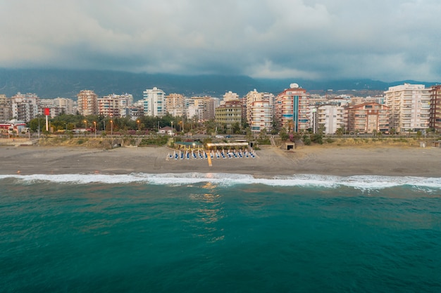 Aerial View of City on the Coastline in Turkey