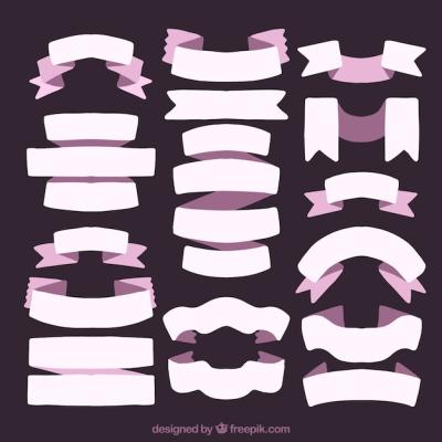 Vector Template: Collection of Pink Vintage Ribbons (Free Download)