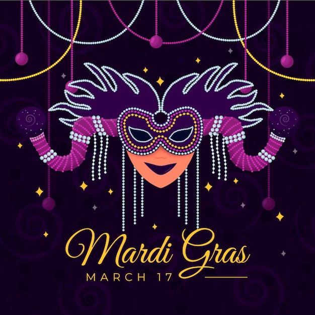 Mardi Gras Mask Vector Template for Free Download