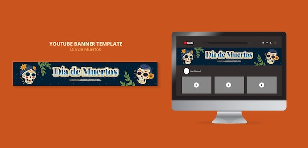 Dia de Muertos YouTube Banner Template – Free Download