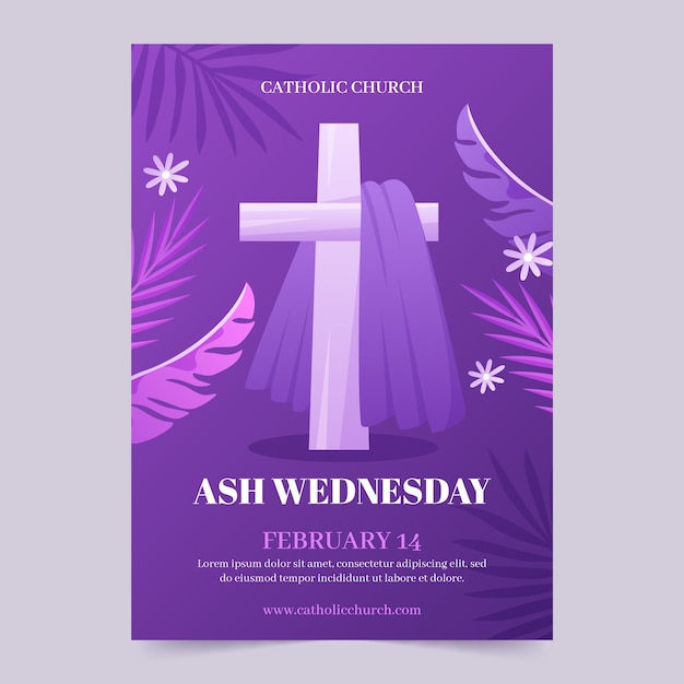 Religious Ash Wednesday Celebration Vertical Poster Template with Gradient