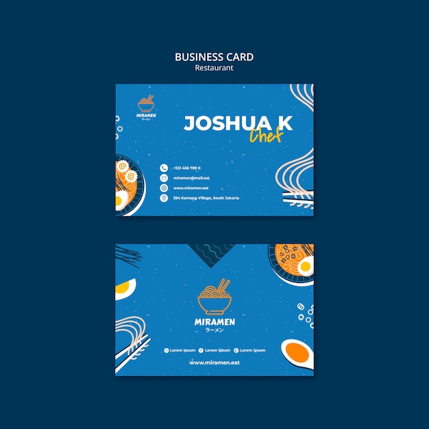 Asian Food Business Card Template with Flat Design