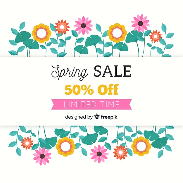 Flower Line Spring Sale Background