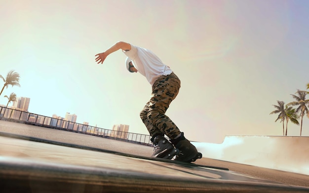 Rollerskater man performing tricks – Free Stock Photo Download