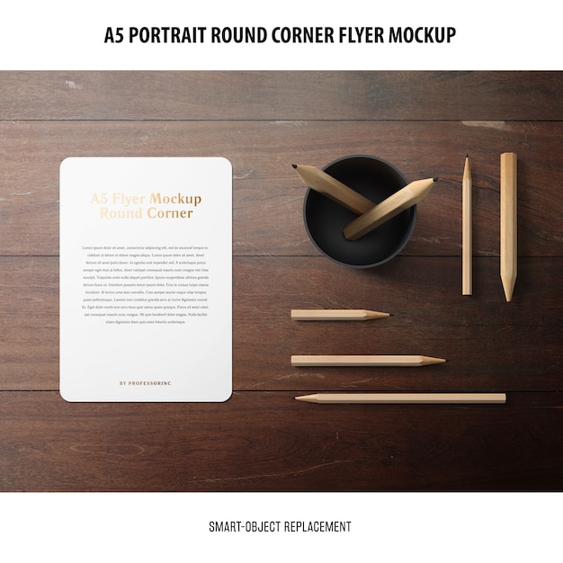 A5 Round Corner Flyer Mockup: Free Download