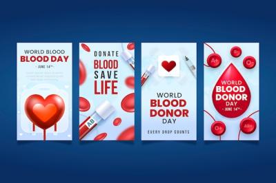 Realistic Instagram Stories Collection for World Blood Donor Day