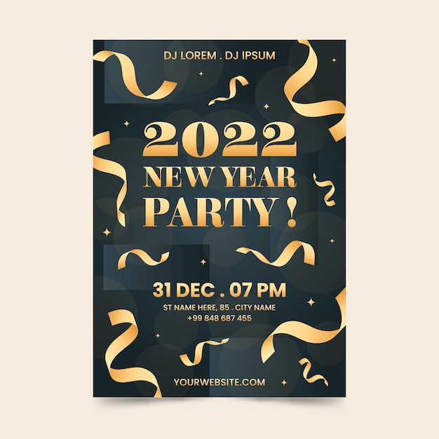 Gradient New Year Vertical Poster Template