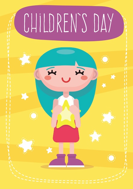 Colorful Children’s Day Card Vector Template – Free Download