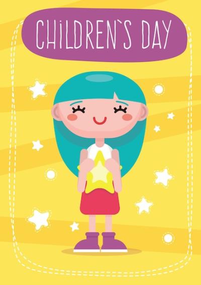 Colorful Children’s Day Card Vector Template – Free Download