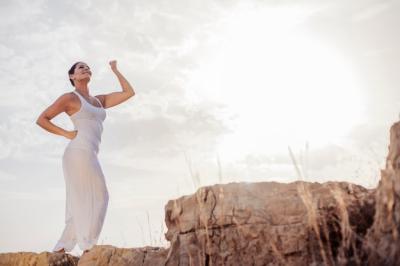 Peaceful woman practicing yoga: free stock photo download