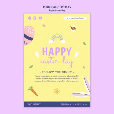 Flat design happy easter template