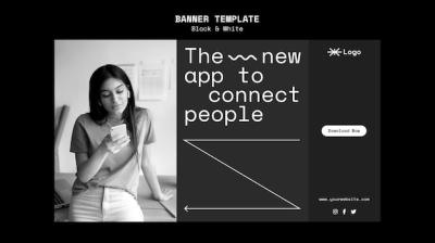 People connecting app horizontal banner template – Free Download