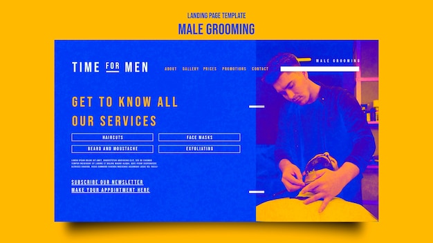 Male Self-Care and Grooming Landing Page Template