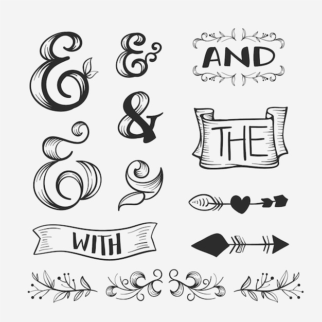 Hand drawn wedding ornaments collection – Download for free