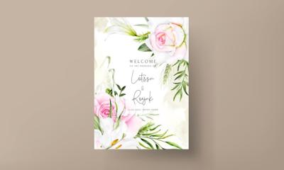 Beautiful Floral Wreath Wedding Invitation Card Template