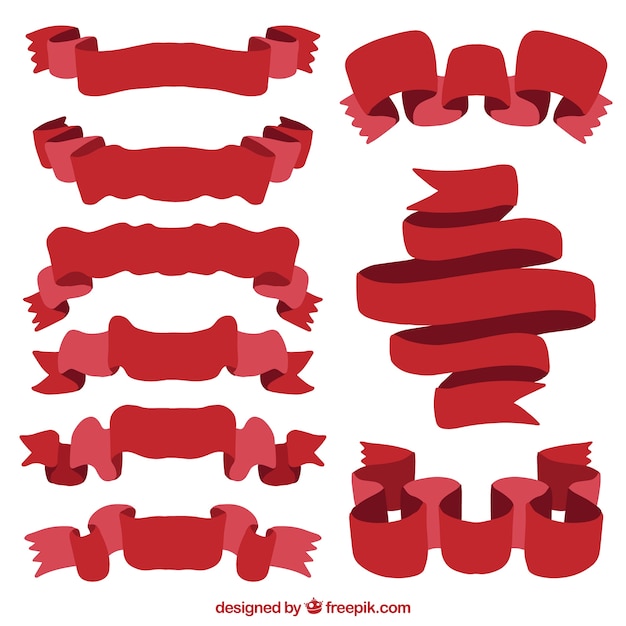 Red Vintage Ribbons Vector Templates for Free Download