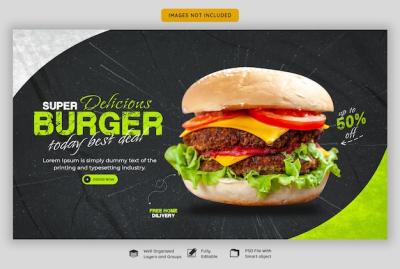 Delicious Burger and Food Menu Web Banner Template