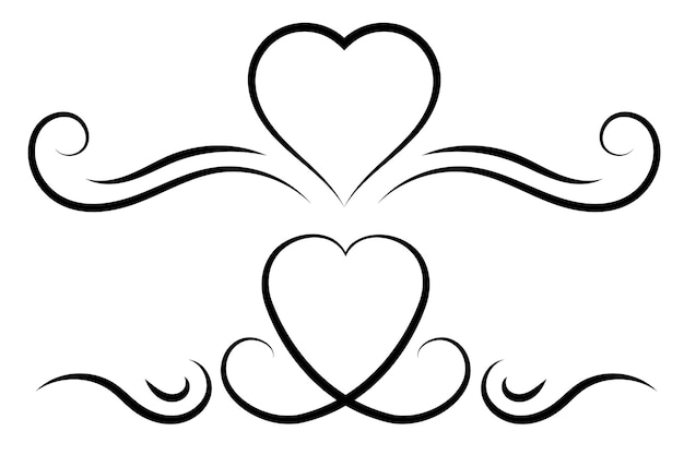 Curly Heart Hand Drawn Banners