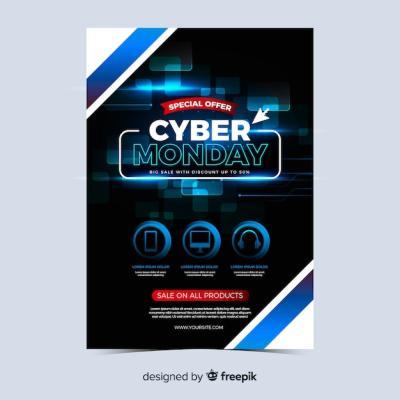 Realistic Cyber Monday Flyer Template