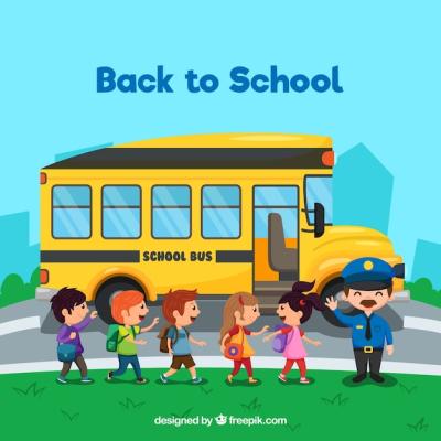 School Bus and Children Vector Templates – Free Download