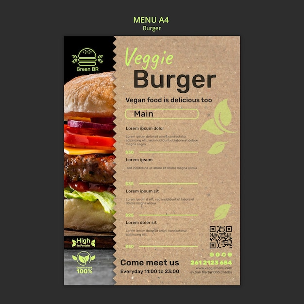 Burger Menu Template Design