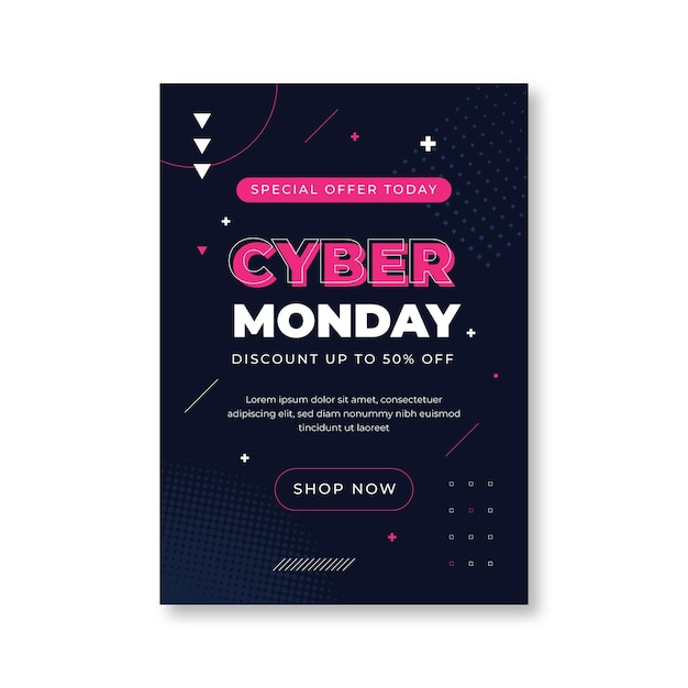 Flat Cyber Monday Vertical Poster Template