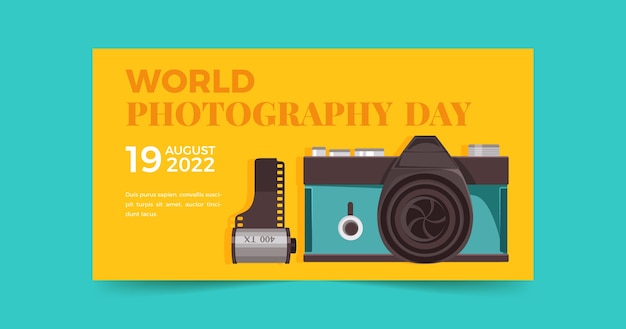 Flat World Photography Day Social Media Post Template