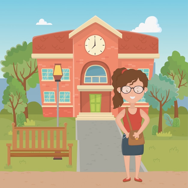 Girl Cartoon of School Design