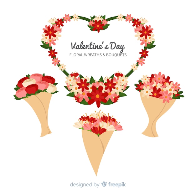 Valentine’s Day Floral Wreaths & Bouquets – Free Download