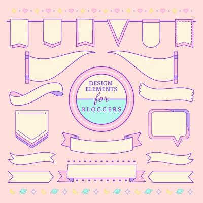 Cute and Girly Design Elements for Bloggers – Free Vector Templates Download