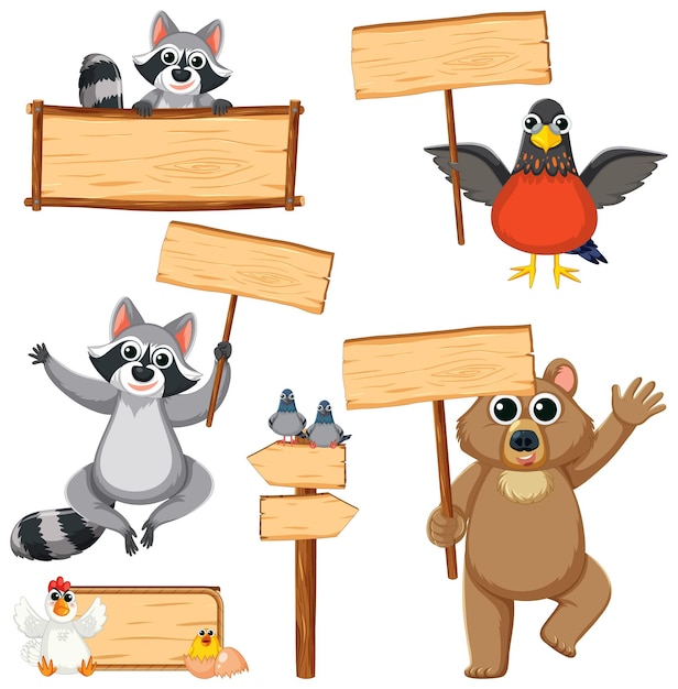 Playful Animals Holding Signboard Banner