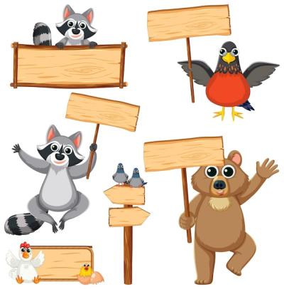 Playful Animals Holding Signboard Banner