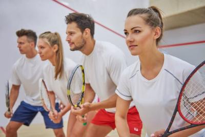 Active Young People Playing Squash