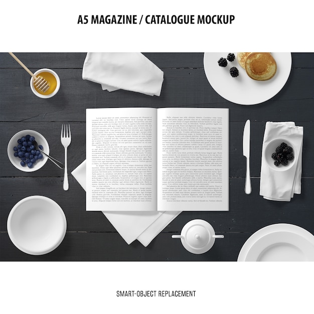 A5 Magazine Catalogue Mockup for Free Download