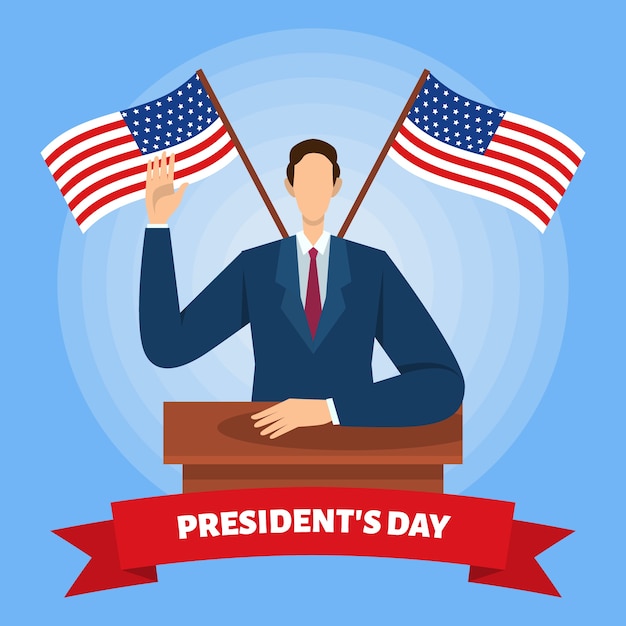 Vector Presidents Day Concept with Flat Design