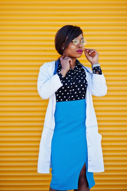 African American Female Doctor with Stethoscope in Outdoor Setting