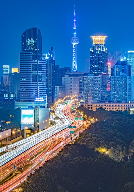 Aerial View of Shanghai Overpass at Night – Free Download