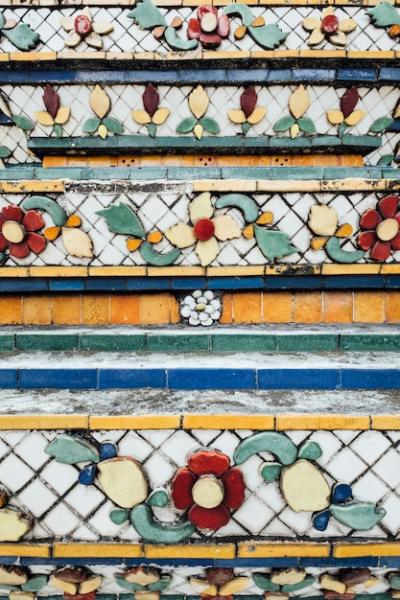 Texture wall of temple in Bangkok, Thailand