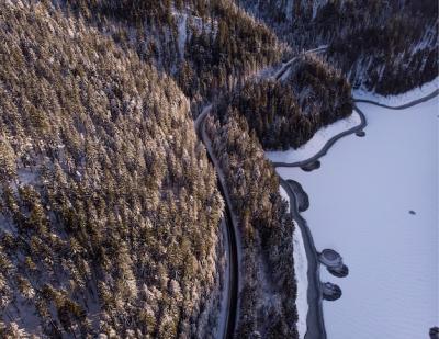 Mountains and forests covered with snow in Transylvania Romania