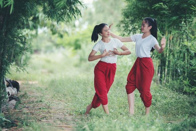 Portrait of Thai Young Lady in Traditional Thai Dance