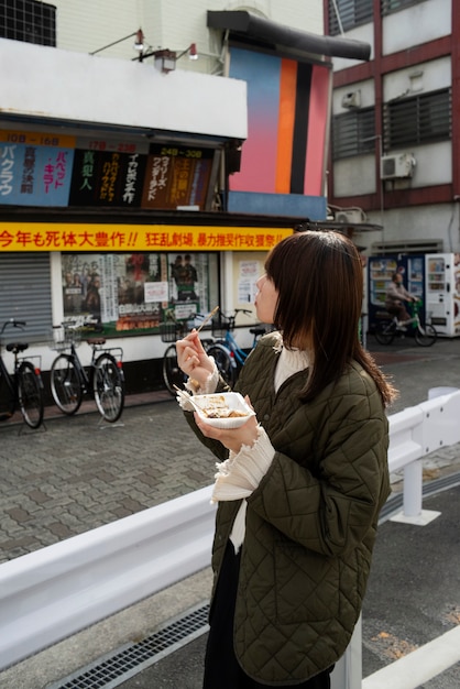 Young person in Japan during winter time