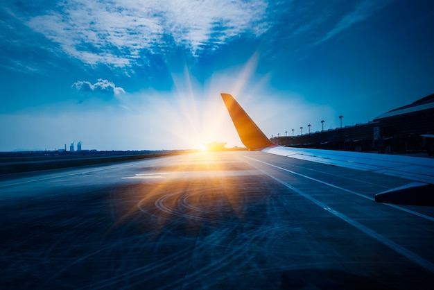 View of Airplane Wing During Takeoff or Landing