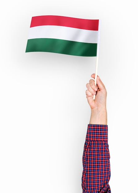 Person waving the flag of Hungary