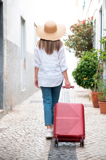 Young Woman Traveling Without Covid in the City