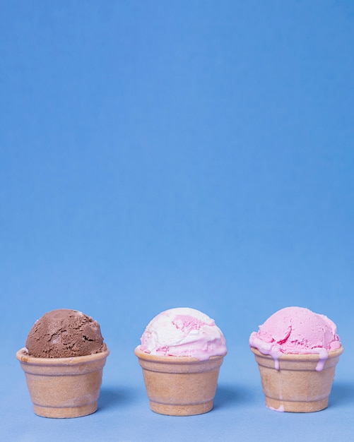 Various Ice Cream Flavours Front View